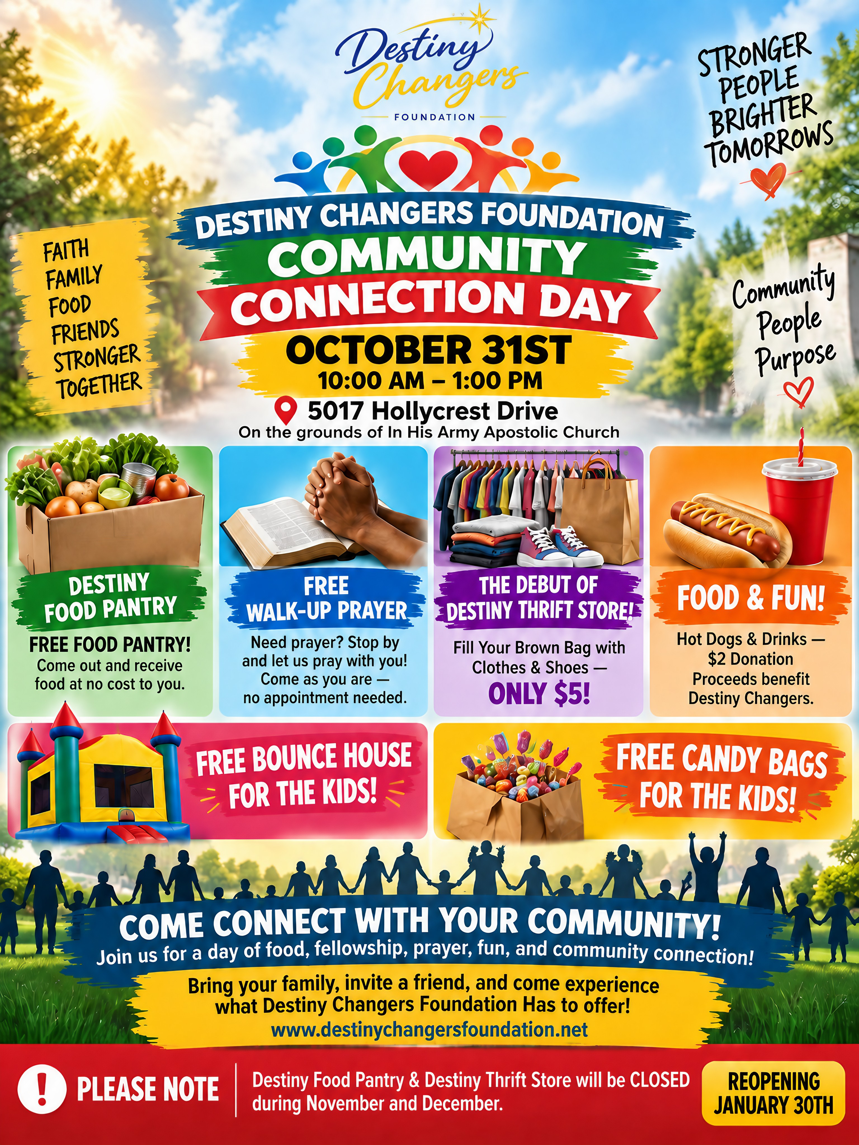 Destiny Changers Foundation Community Connection Day — October 31st, 10 AM to 1 PM at 5017 Hollycrest Drive